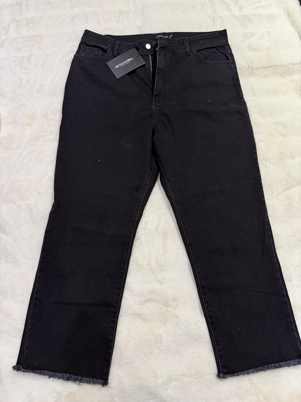 PrettyLittleThing Black Denim Jeans with Branded Waist Label